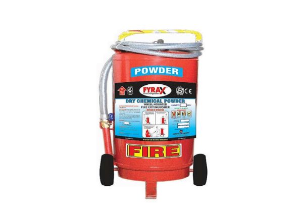 Fyrax Higher Capacity Trolley Mounted Dry Chemical; Powder Type Fire Extinguisher Of Capacity 25 Kg