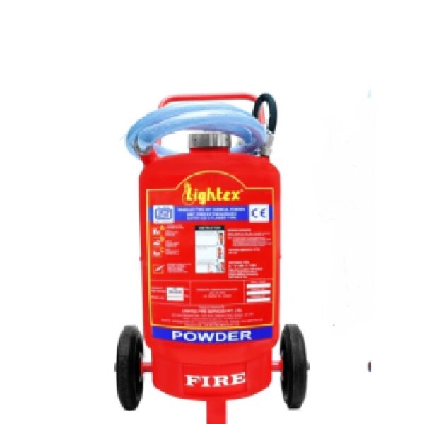 Lightex ABC Higher Capacity Trolley Mounted Dry Chemical Powder Type Fire Extinguisher - With Co2 & Powder - 25 Kg