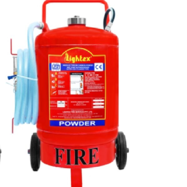 Lightex ABC Higher Capacity Trolley Mounted Dry Chemical Powder Type Fire Extinguisher With Co2 & Powder - 50 Kg