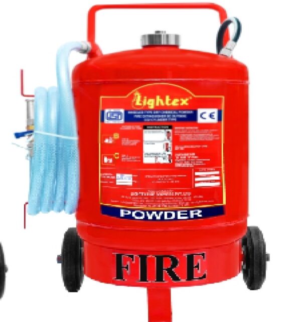 Lightex Higher Capacity Trolley Mounted Dry Chemical Powder Type Fire Extinguisher With Co2 & Powder Type -50 Kg