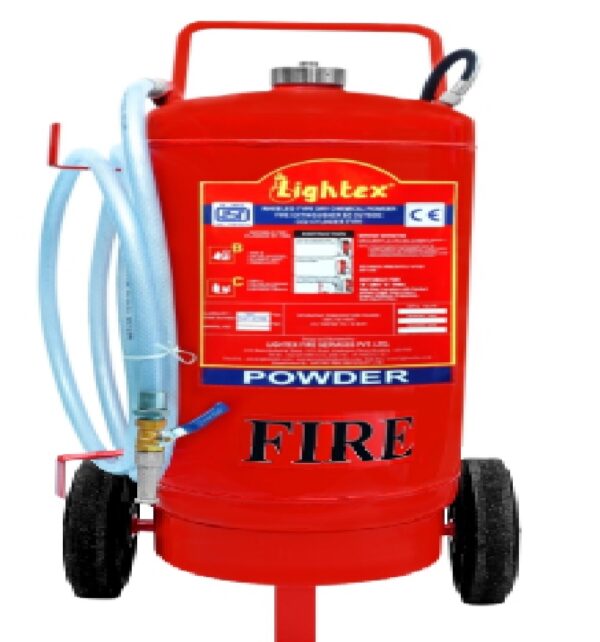 Lightex Higher Capacity Trolley Mounted Dry Chemical Powder Type Fire Extinguisher With Co2 & Powder - 75 Kg