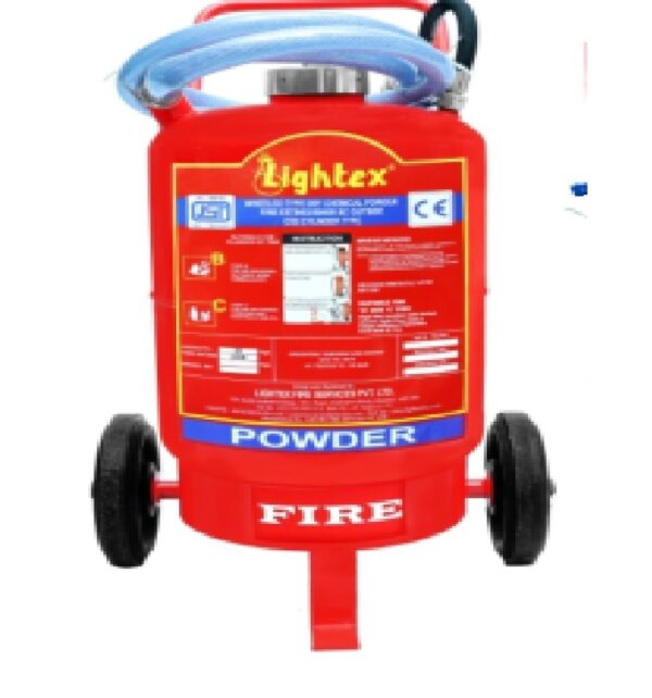 Lightex Higher Capacity Trolley Mounted Dry Chemical Powder Type Fire Extinguisher with Co2 & Powder Type -25 Kg