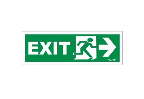 Variex VSB-FEXTR12x4 Photo-Luminescent (Glow In Dark) Fire Exit Signage Board - Right Arrow(12x4 Inches)